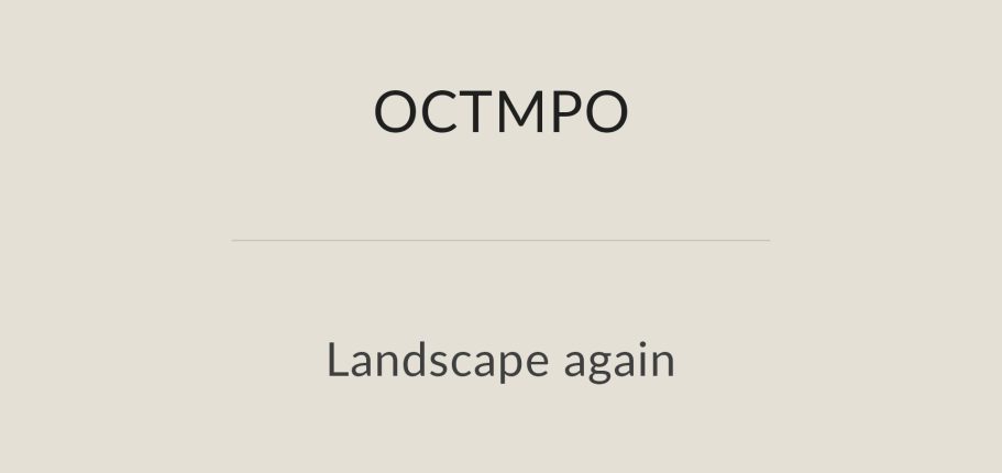 Texte "OCTMPO" avec la mention "Landscape again" en dessous.